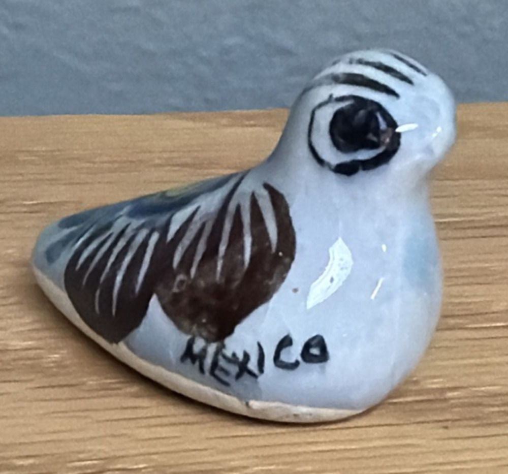 Vtg Mexican Tonala Pottery Mini Bird Hand Painted Glazed Floral Signed As Is
